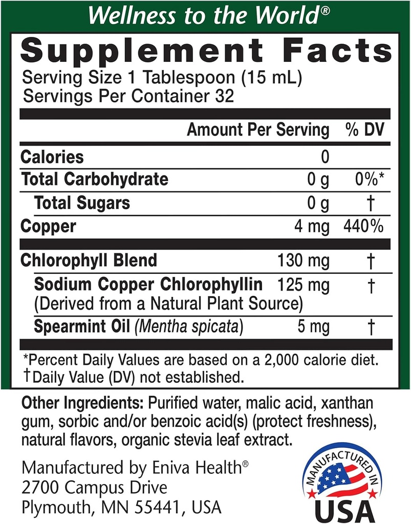 Eniva Health Liquid Chlorophyll Vegan | Immunity | Detox & Cleanse | Clear Skin | Energy Boost | Gut Health | Internal Deodorant | USA Manufacture | Mulberry Source | Mint |16 Fl Oz Bottle 3