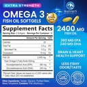 Omega 3 Fish Oil 2400 mg Supplement, Sustainably Sourced, Triple Strength Omega-3 Supplement Softgels, Brain Health Support, EPA & DHA Fish Oil Fatty Acids Supplements, Gluten & GMO Free, 60 Softgels 3