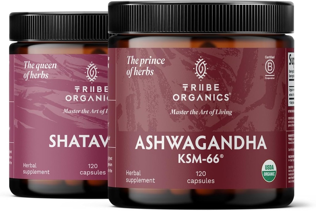 TRIBE ORGANICS Hormonal Wellness Duo - Ashwagandha & Shatavari Capsules - Supports Women’s Wellness and Balance 2