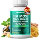 Sea Moss Supplement - 16-in-1 Natural Blend with Black Seed Oil Ashwagandha Burdock Bladderwrack Ginger Dandelion - 150 Count - Made & Tested in The USA 2