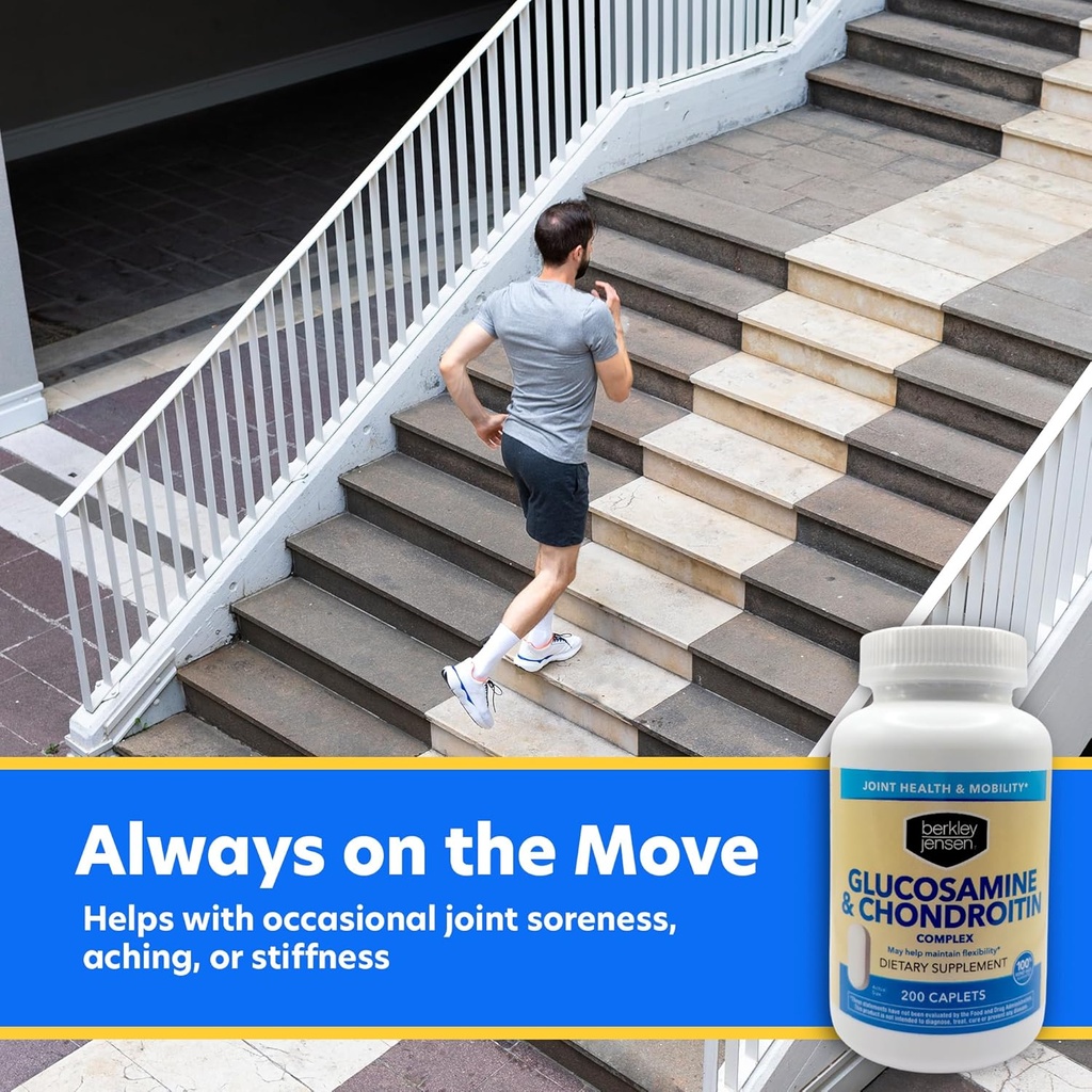 Berkley Jensen Glucosamine Chondroitin MSM Boswellia Complex - Triple Strength Advanced Dietary Supplement for Joints, Ligaments, Tendons, Bones, Connective Tissue Support, 200 Caplets (Pack of 1) 6