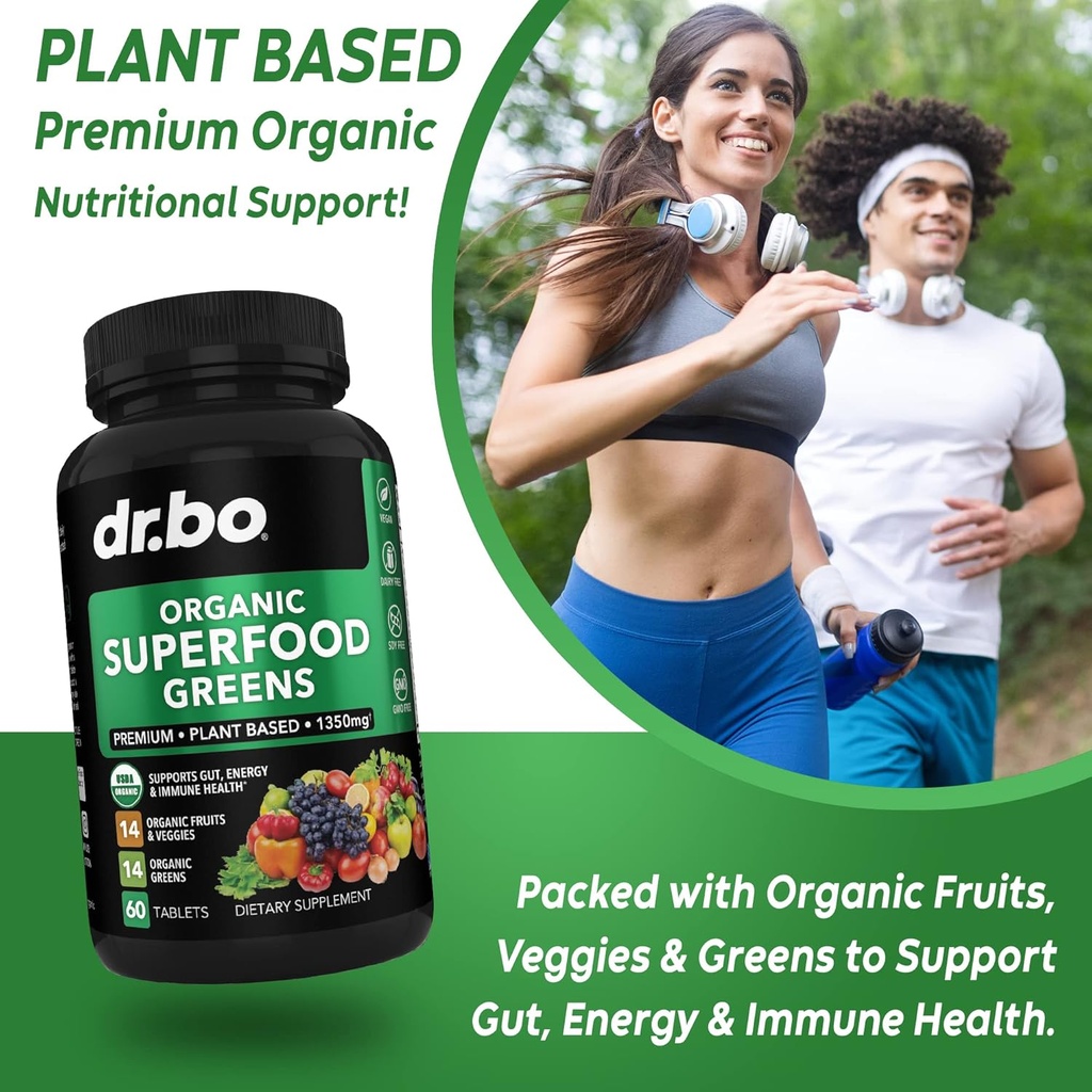 Organic Superfood Greens & Fruit Supplements - Liver Kidney Cleanse Detox Support Supplement - Green Veggie Powder Blend Vegetable Foods & Help Repair Kidneys, Bladder Control & Urinary Tract Health 6