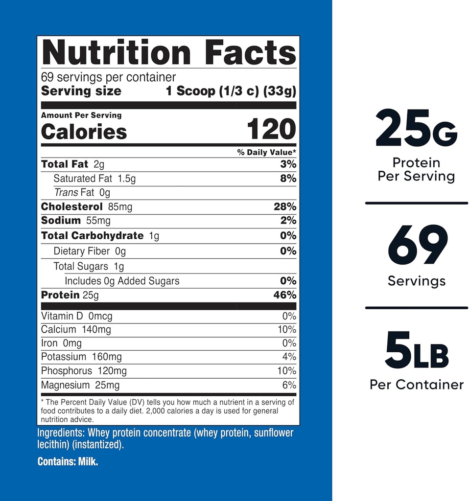 Nutricost Whey Protein Powder, Unflavored, 5 pounds - from Whey Protein Concentrate 3