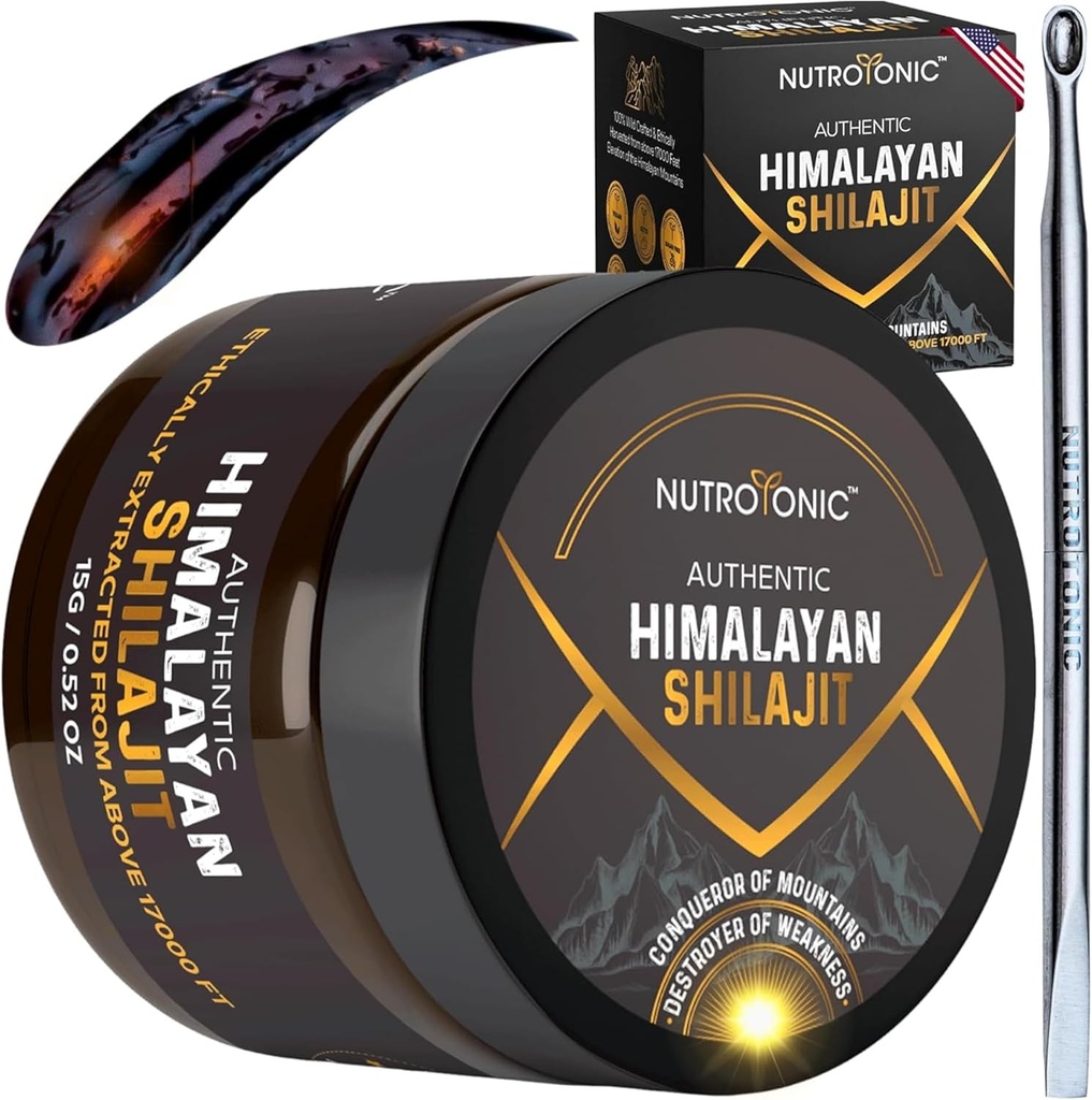 NutroTonic® Authentic Himalayan SHILAJIT® | 60 Days Sun Dried Organic Most Potent Premium Resin | Lab Tested for Safety | Natural Source of Fulvic Acid +86% & Humic Acid +10% 2