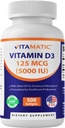 Vitamatic Vitamin D3 5000 IU (125 mcg) – 500 Mini Softgels Olive Oil-Based Formula – Cold-Pressed – 500-Day Supply – Supports Bone, Muscle & Immune Health – Non-GMO & Gluten-Free 2
