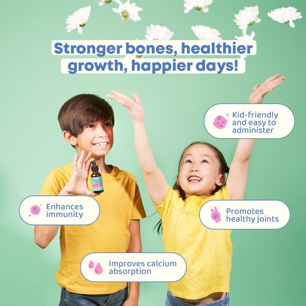 JoySpring Vitamin D Drops for Toddlers to Support Growth and Daily Multivitamin with Burdock Root & Elderberry for Kids Immune Booster 5