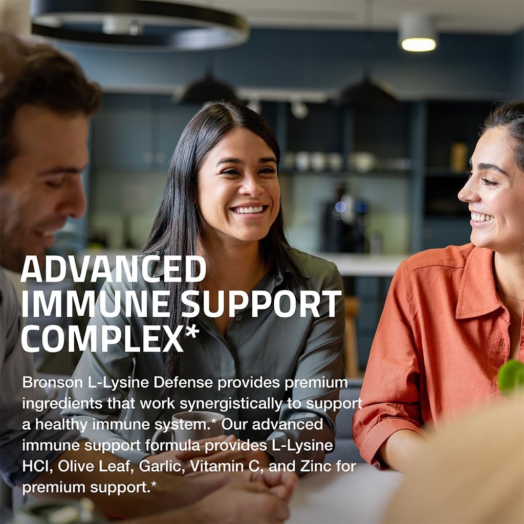 Bronson L-Lysine Defense Immune Support Complex 1500 MG L-Lysine Plus Olive Leaf, Garlic, Vitamin C and Zinc - Non-GMO, 250 Vegetarian Capsules 5