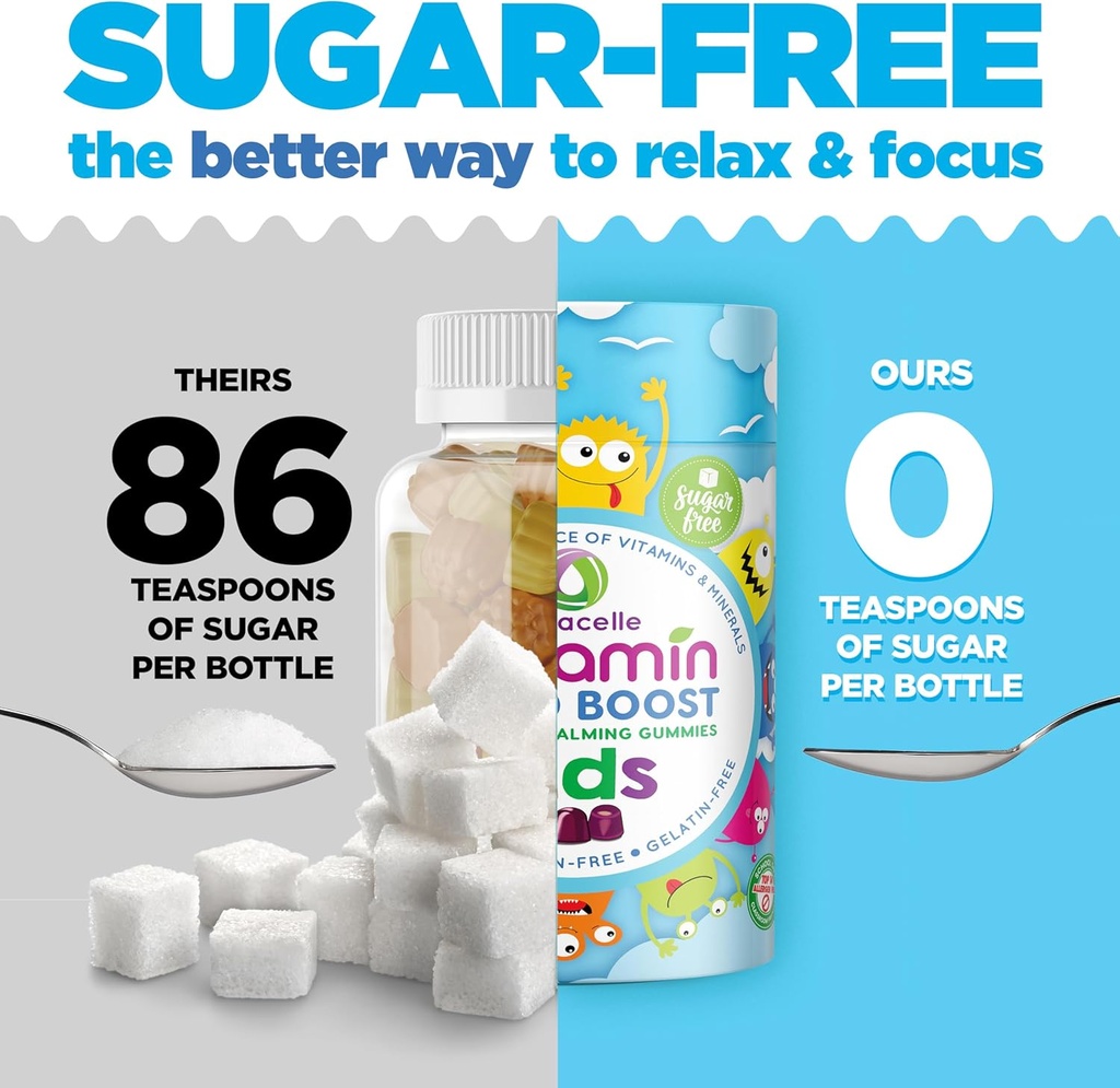 NUTRAMIN Kids Mood Boost Vegan Vitamin Gummy: Calming Magnesium Citrate Supplement for Children with Ashwagandha & Vitamin B Complex to Relax & Focus - Sugar-Free, Allergy-Safe, Non-GMO 90 ct 6