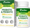 Probiotics for Women Men- 300 Billion CFU, 24 Strains Probiotic+15 Organic Herbs Prebiotics Blend, Pre and Probiotics, for Digestive Health, Immune & Gut, Diarrhea, Bloating, Vegan, 2 Month Supply 2