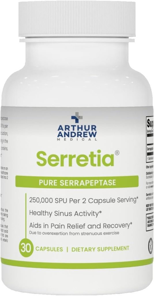 Arthur Andrew Medical, Serretia, Serrapeptase Formula for Muscle and Sinus Support, 30 Capsules 2