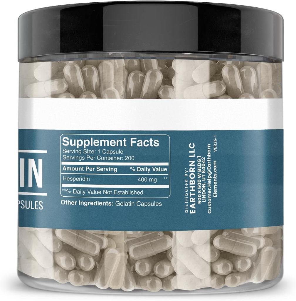 Earthborn Elements Hesperidin 200 Capsules, Pure & Undiluted, No Additives 3