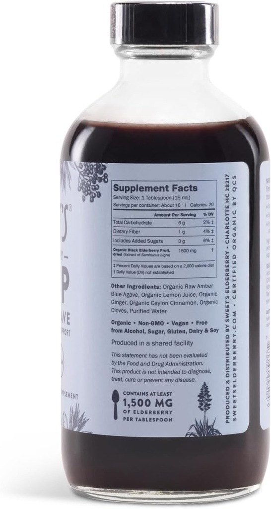 Elderberry Syrup with Blue Agave | Immune Support | USDA Organic Certified | Non-GMO | Vegan | Gluten-Free (8 oz) 4