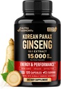 Panax Ginseng 15,000 mg - Red Korean Ginseng Supplement for Men - Extra Strength 10:1 Extract - Energy, Focus, Productivity & Performance - Natural & Vegan - Made in USA - 120 Capsules, 2 Month Supply 2