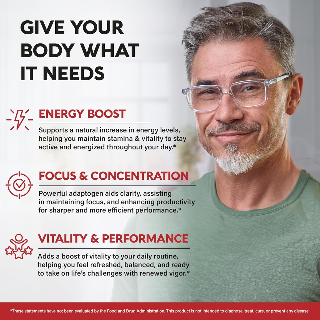 Panax Ginseng 15,000 mg - Red Korean Ginseng Supplement for Men - Extra Strength 10:1 Extract - Energy, Focus, Productivity & Performance - Natural & Vegan - Made in USA - 120 Capsules, 2 Month Supply 4