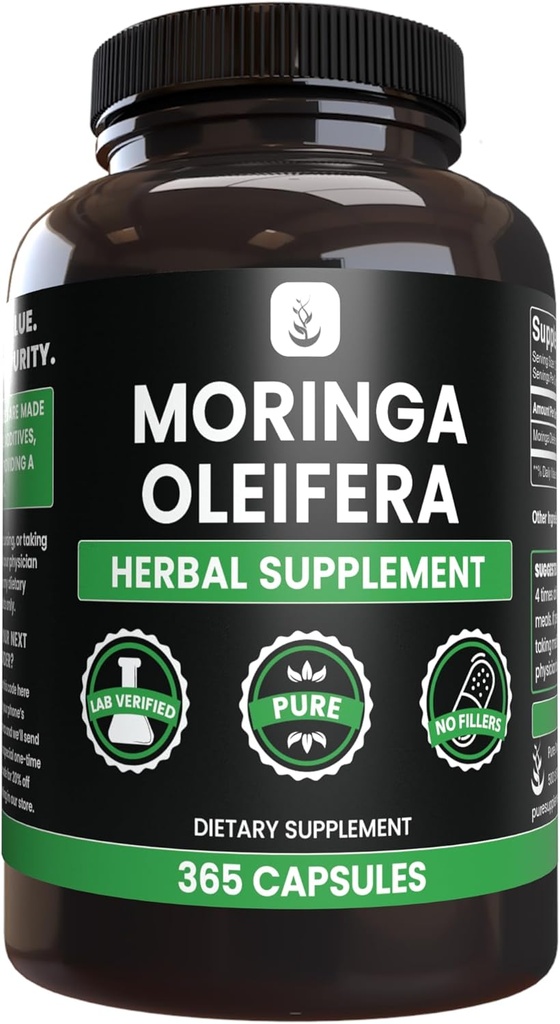 Pure Original Ingredients Moringa (365 Capsules) No Magnesium Or Rice Fillers, Always Pure, Lab Verified 2