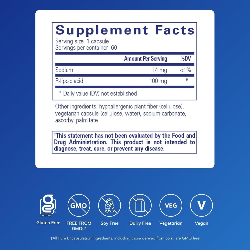 Pure Encapsulations R-Lipoic Acid (Stabilized) | Hypoallergenic Supplement with Enhanced Antioxidant Protection and Metabolic Support | 60 Capsules 3
