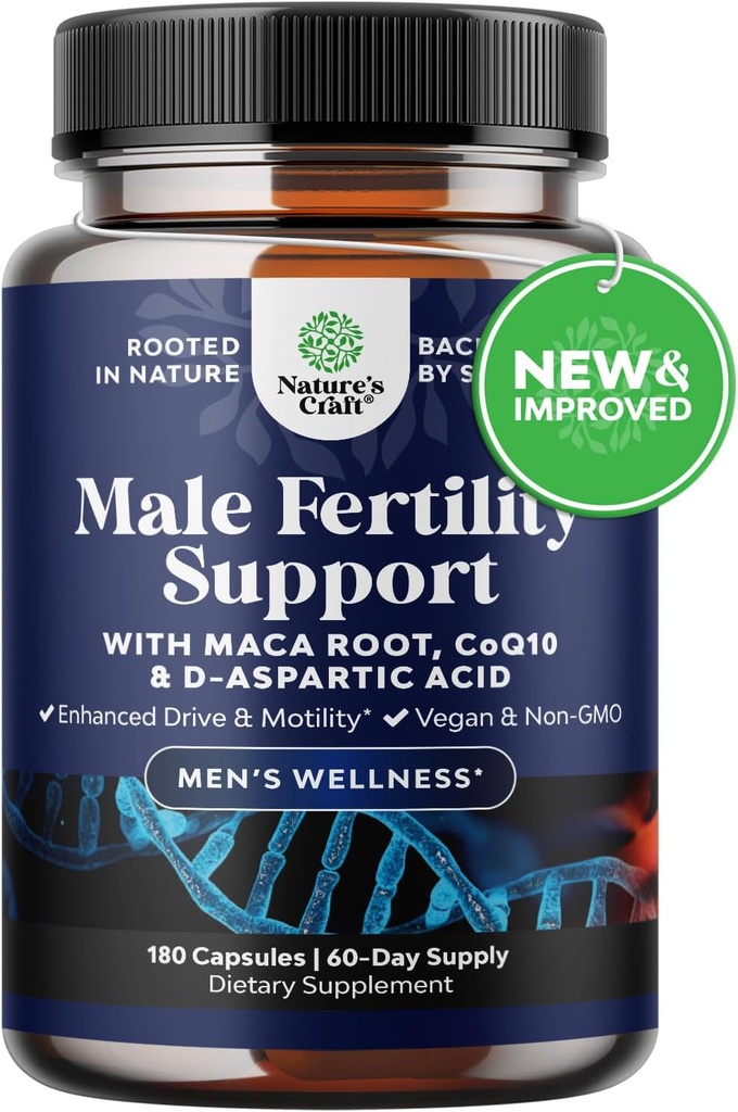Pre Conceive Male Reproductive Supplement - Reproductive Cells Health with CoQ10, Maca Root, Methyl Folate & D-Aspartic Acid - Mens Conceive Cells Count Support - Support for Him, 180 Count 2