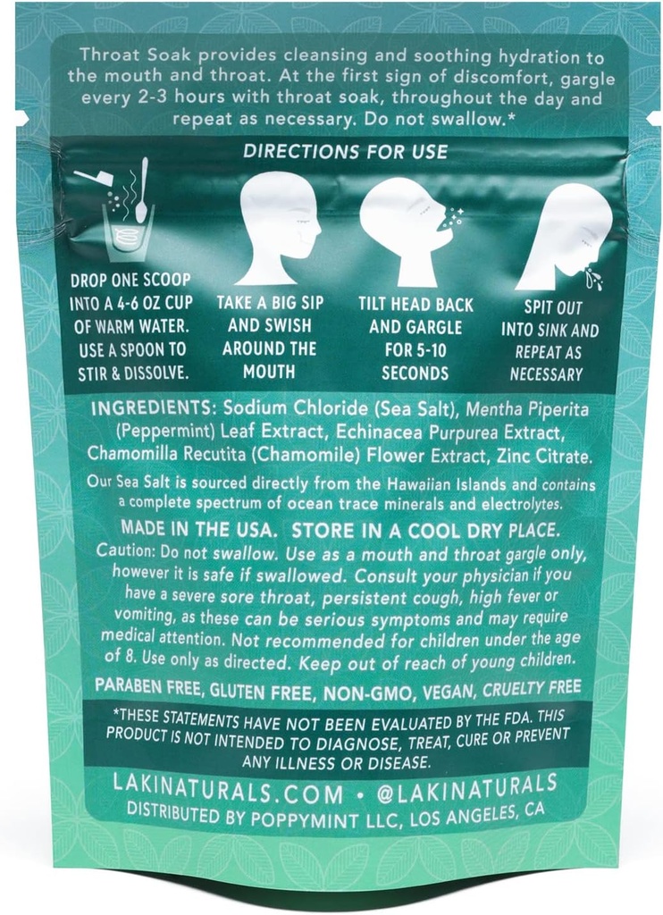 Laki Naturals Throat Soak Pouch of Echinacea & Mint with Scoop 4