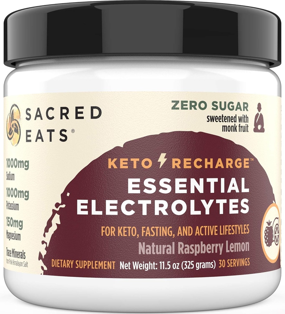Keto Electrolyte Powder & Hydration Supplement | 1000mg Potassium & Sodium, 150mg Magnesium | No Sugar & Stevia, Sweetened with Monk Fruit Only | Natural Raspberry Lemon (30 Servings) 2