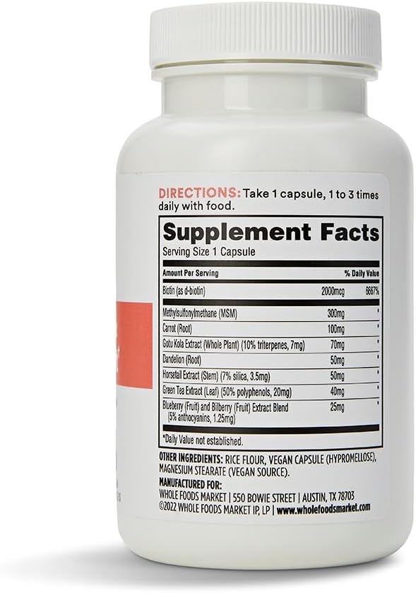 365 by Whole Foods Market, Hair Skin & Nails 2000 Biotin, 90 Count 3