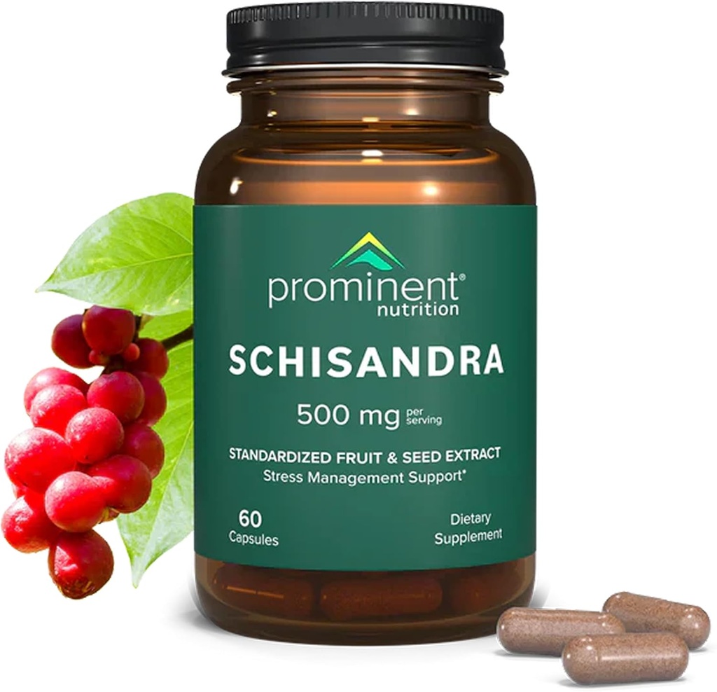 Prominent Nutrition Schisandra Berry Extract,Clinically Researched 500 mg Dose for Stress Management Support, Standardized to Schisandrins, Pure Schisandra Chinensis Fruit Extract,60 Capsules -1 Pack 2