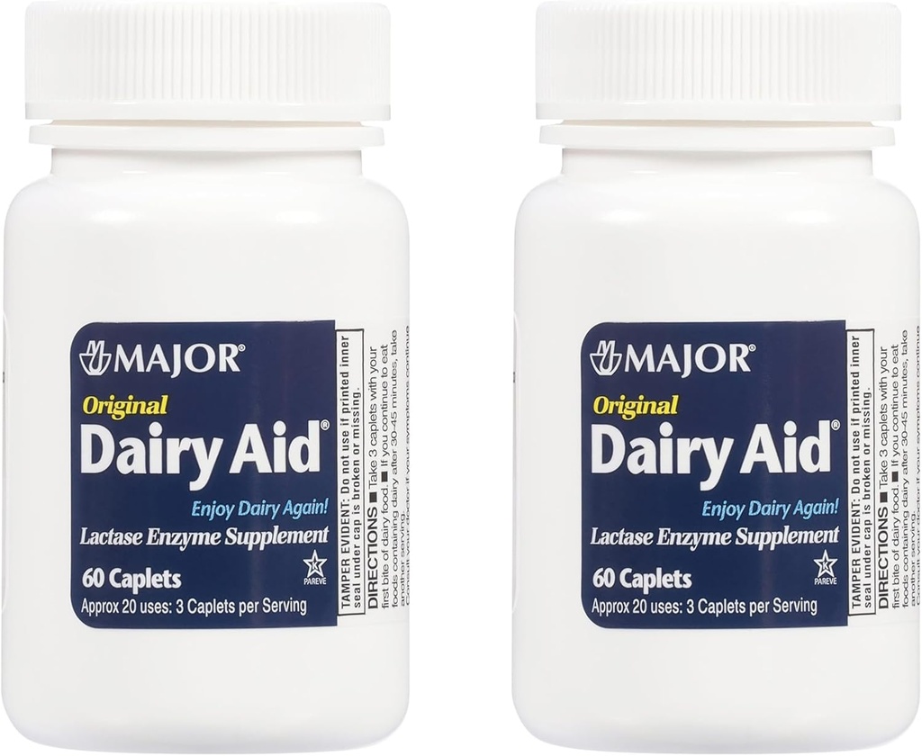Dairy Aid Lactase Enzyme Caplets Generic for Lactaid Original 120 Ea. 2