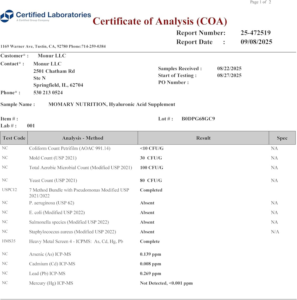 Hyaluronic Acid Supplement, Natural Skin Hydration, Advanced Joint Support and Mobility Booster, Type II Hydrolyzed Collagen, Turmeric, Glucosamine, Chondroitin, 30Caplets 850Mg 4