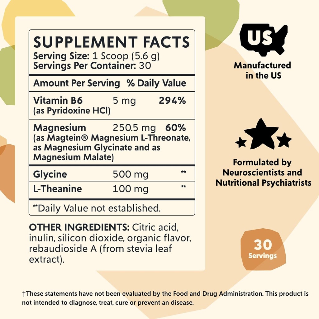 PYM Mood Magnesium Powder (30-Servings) Magnesium Glycinate, L-Threonate & Malate Powder | Aid & Mood Support Supplement for Stress 3