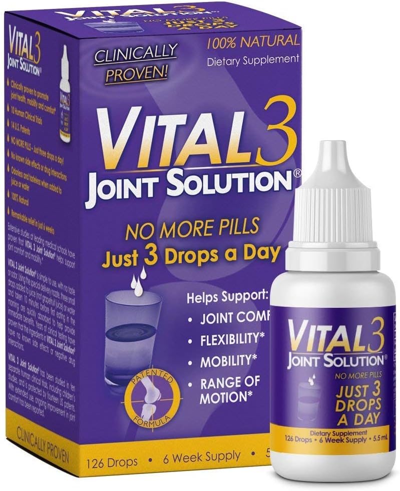 Vital 3 Joint Solution® Clinically Proven Liquid Knee Relief + Bronson Antarctic Krill Oil 1000 mg with Omega-3s EPA, DHA 3