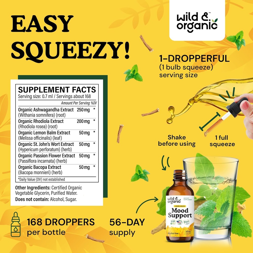 Wild & Organic Mood Support Tincture 4 fl oz & 5-HTP Gummies 4
