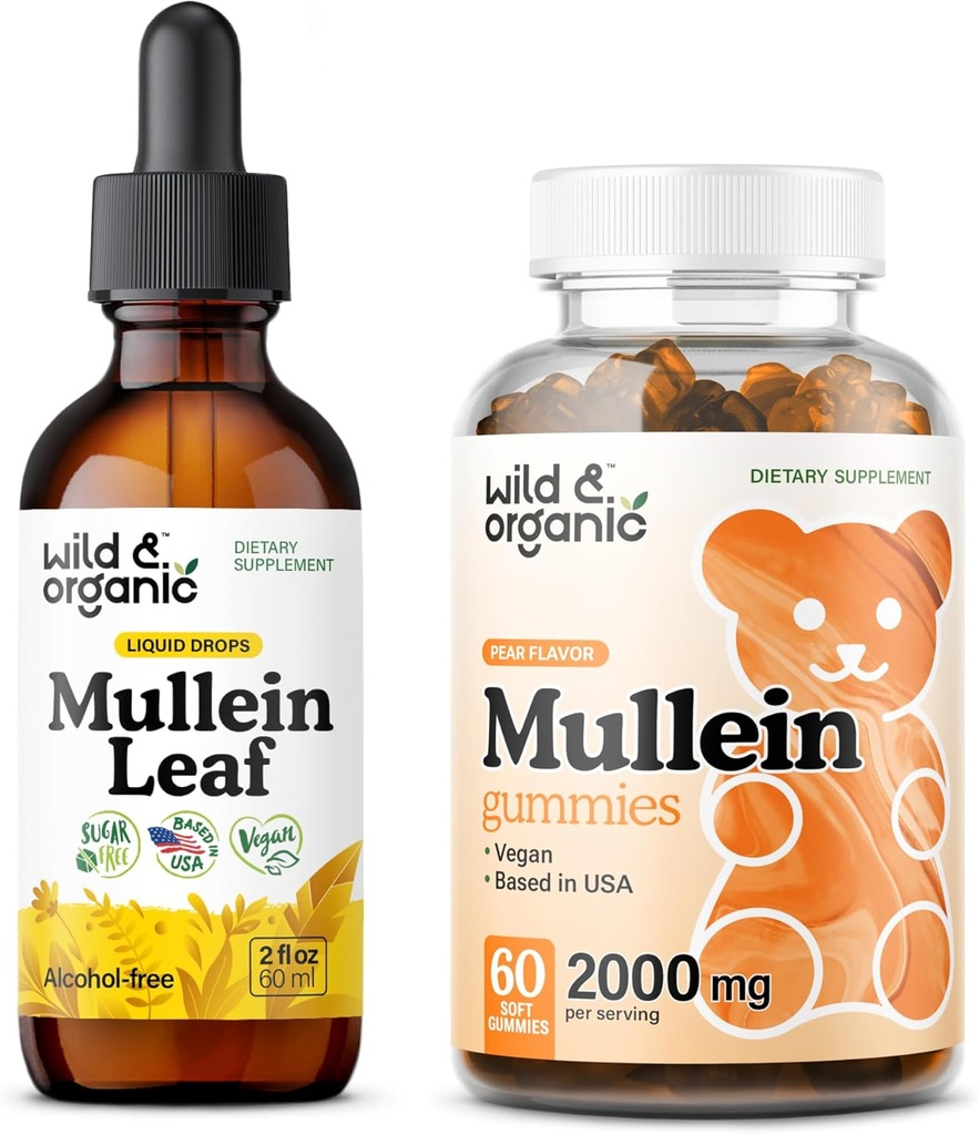 Wild & Organic Mullein Tincture 2 fl oz & Mullein Gummies 60 Count 2