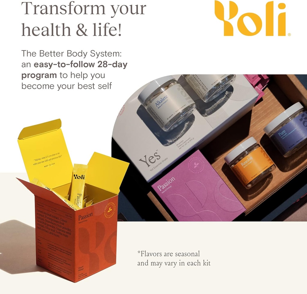 Yoli® Transformation Kit Includes YES, Passion, Alkalete, Pure, Resolve and The Better Body System 28-Day Program T-Kit (Flavors Vary) 3