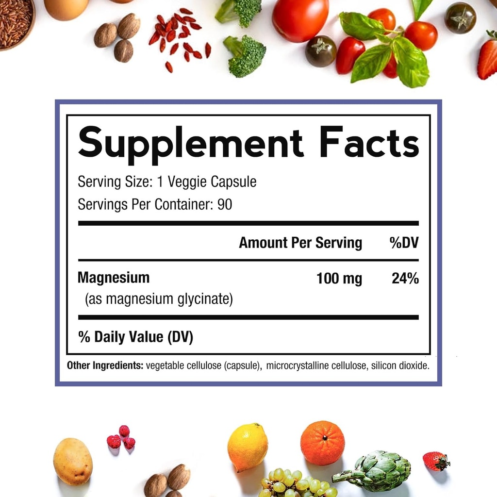 Doctor's Recipes Magnesium Glycinate Supplement, Amino Acid Chelated, Non Buffered, High Absorption, Easy on Stomach, Support Calm, Bone, Heart, Energy, Nerve, 90 Vegan Capsules 3