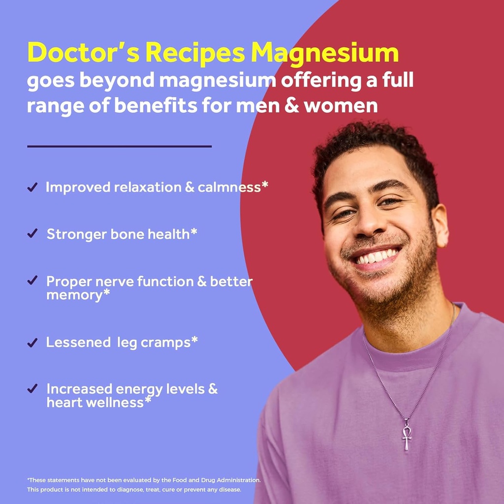 Doctor's Recipes Magnesium Glycinate Supplement, Amino Acid Chelated, Non Buffered, High Absorption, Easy on Stomach, Support Calm, Bone, Heart, Energy, Nerve, 90 Vegan Capsules 4