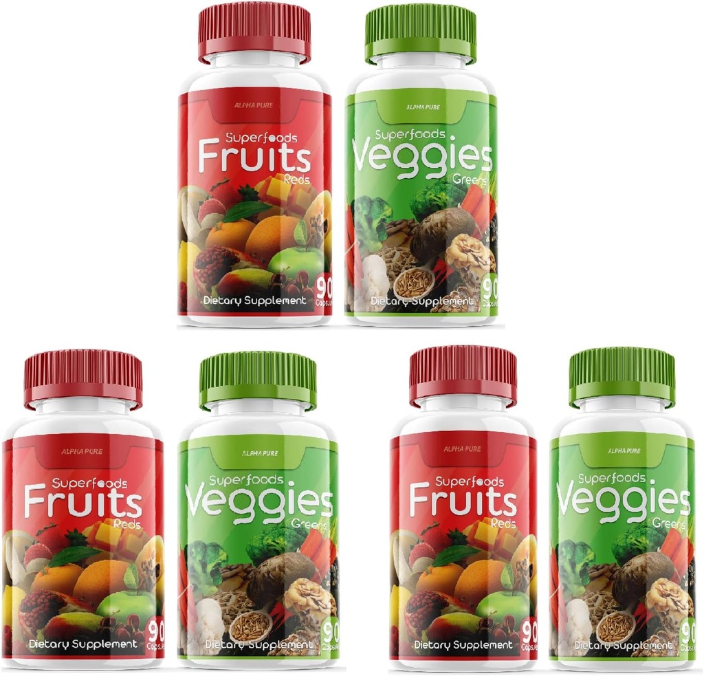 90 Capsules Each Bottle 540 Capsules superfoods Veggies Greens and Reds Fruits Triple Pack 2