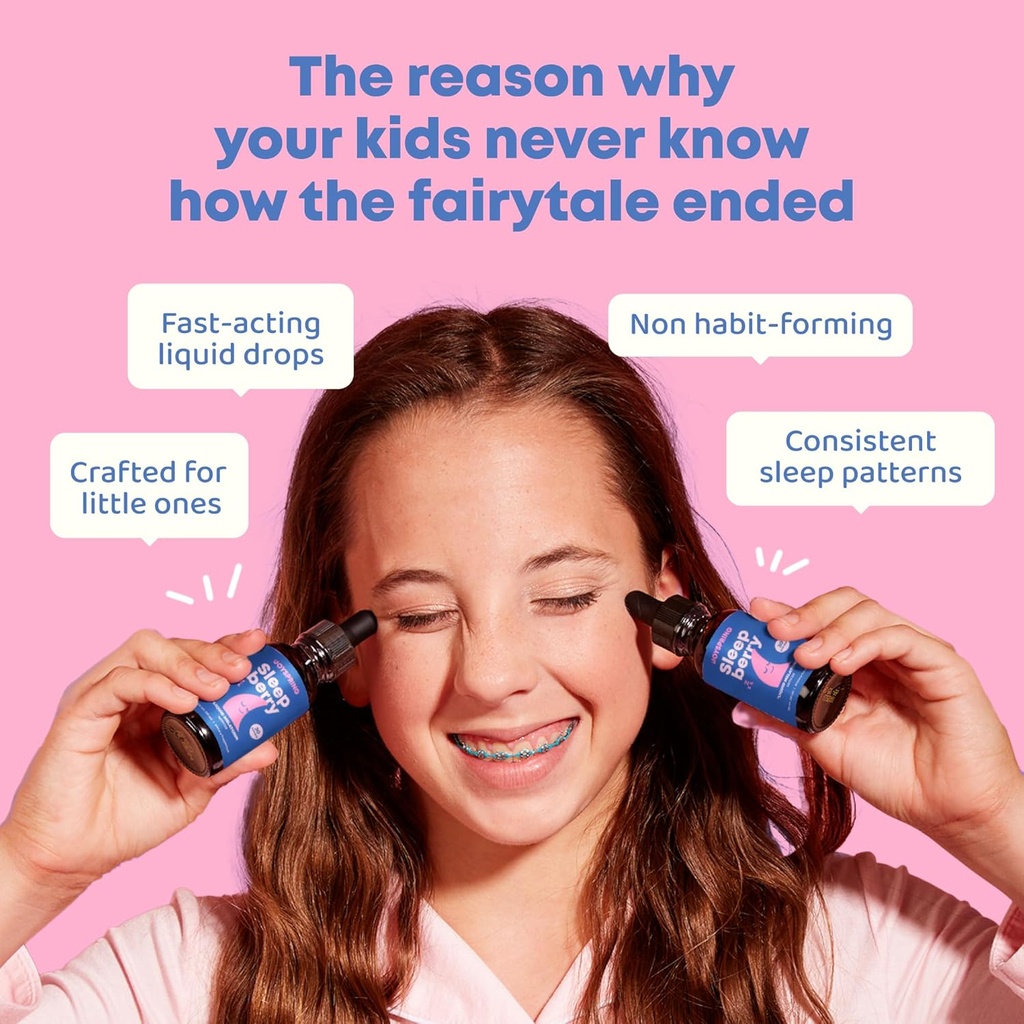 JoySpring SleepBerry - Kids Melatonin Liquid - 3MG Melatonin with D3 and Elderberry - Sugar-Free Liquid for Kids & Teens – Gentle Natural Sleep Support Formula (4 fl oz) 3