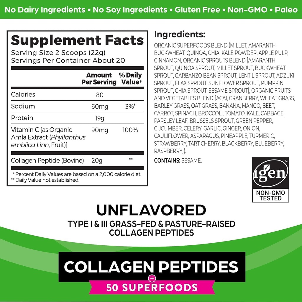 Orgain Hydrolyzed Collagen + Superfoods Powder and Organic Greens Superfoods Powder - 1lb and 0.62lb 4