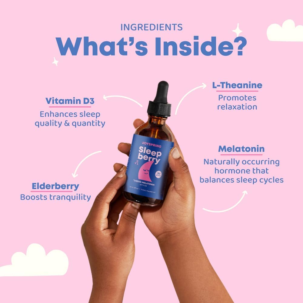 JoySpring SleepBerry - Kids Melatonin Liquid - 3MG Melatonin with D3 and Elderberry - Sugar-Free Liquid for Kids & Teens – Gentle Natural Sleep Support Formula (4 fl oz) 6