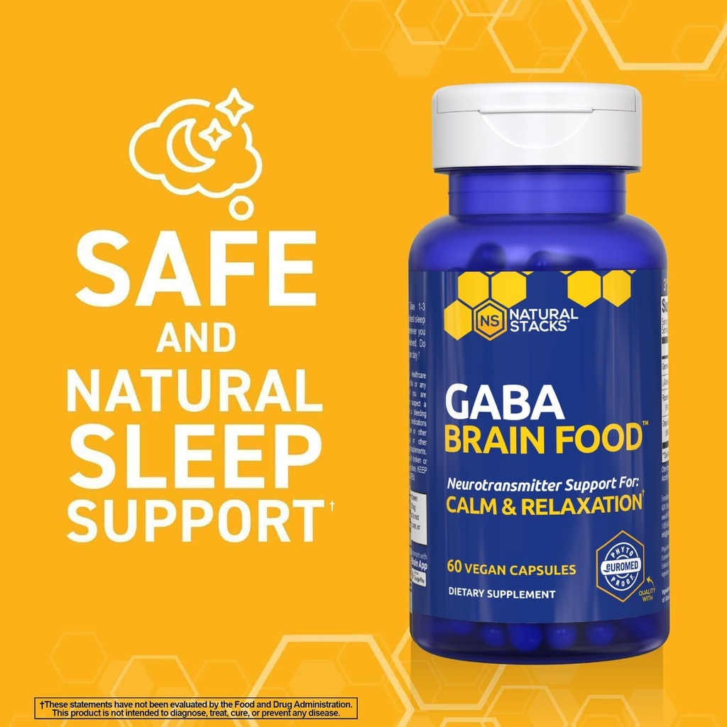 GABA Brain Food - GABA Supplement with L-Citrulline & Grape Seed Extract - Supports Calm & Relaxation - Nighttime Sleep Aid - Supports Production of Gamma Aminobutyric Acid - 60 L-Citrulline Capsules 6