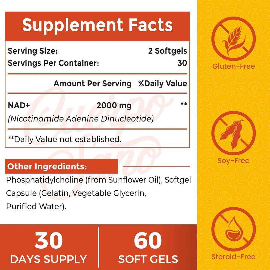 2000 MG NAD Supplement, Liposomal NAD+ with High Absorption, More Efficient Than Nicotinamide Riboside, Pure & Plus Boosting Supplement, Aging Defense, Metabolism & Cellular, 240 softgels 3
