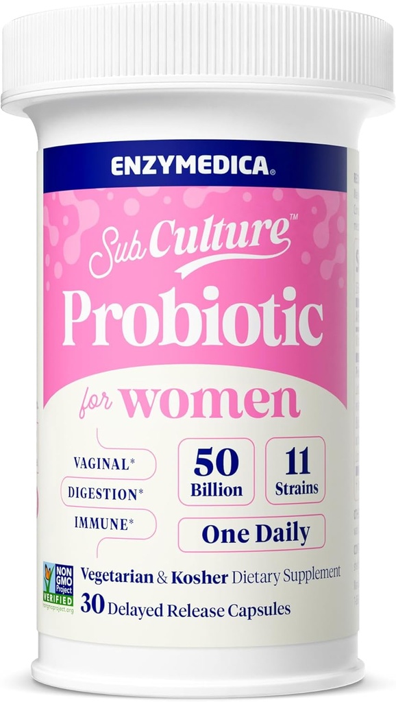 Enzymedica SubCulture Probiotics for Women's Vaginal & Urinary Health, 50 Billion CFU, Supports Immune + Digestive Health & Regularity, 30 Count 2