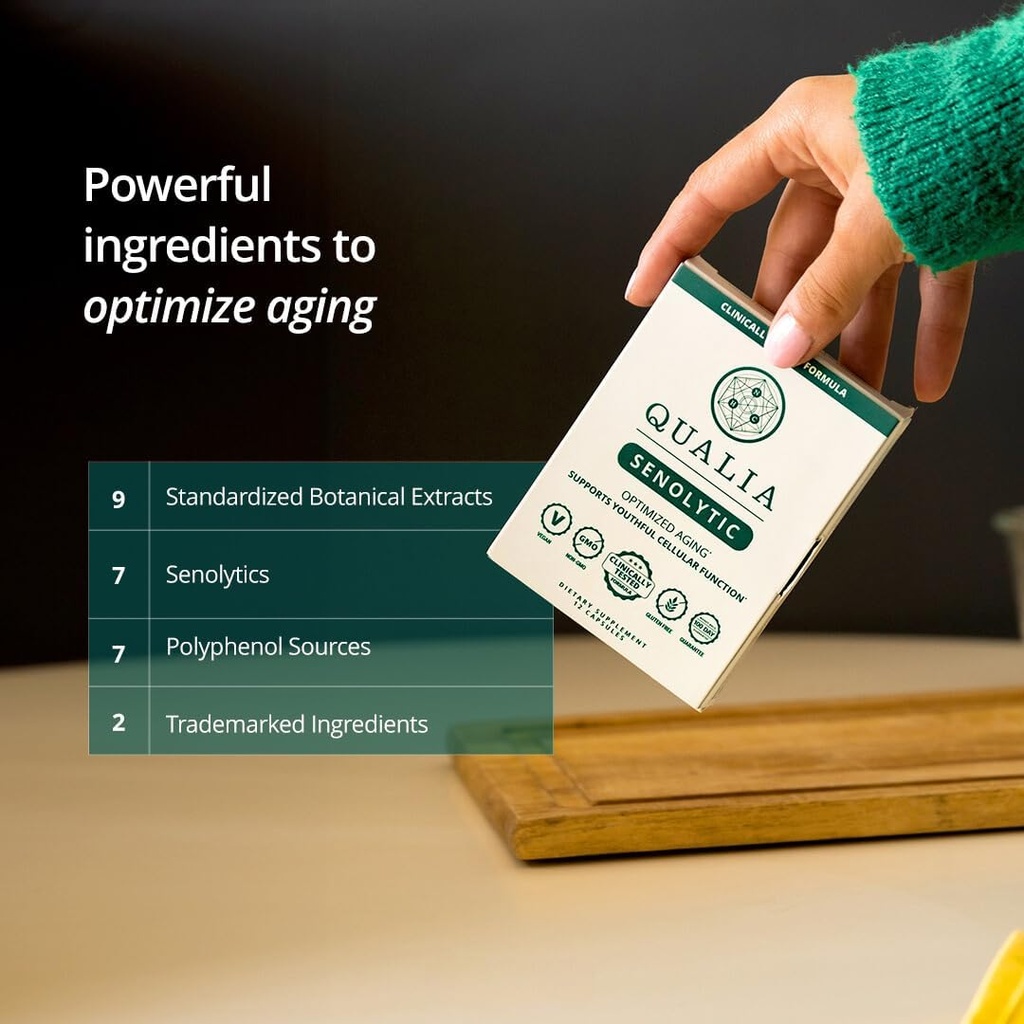 Qualia Life Sciences Qualia Senolytic Ultimate Formula for Enhanced Cell Repair&Rejuvenation 2-Day Aging&Longevity Support Regimen w. Fisetin,Quercetin, Piperlongumine,Senactiv,Curcumin(Pack of 4) 4