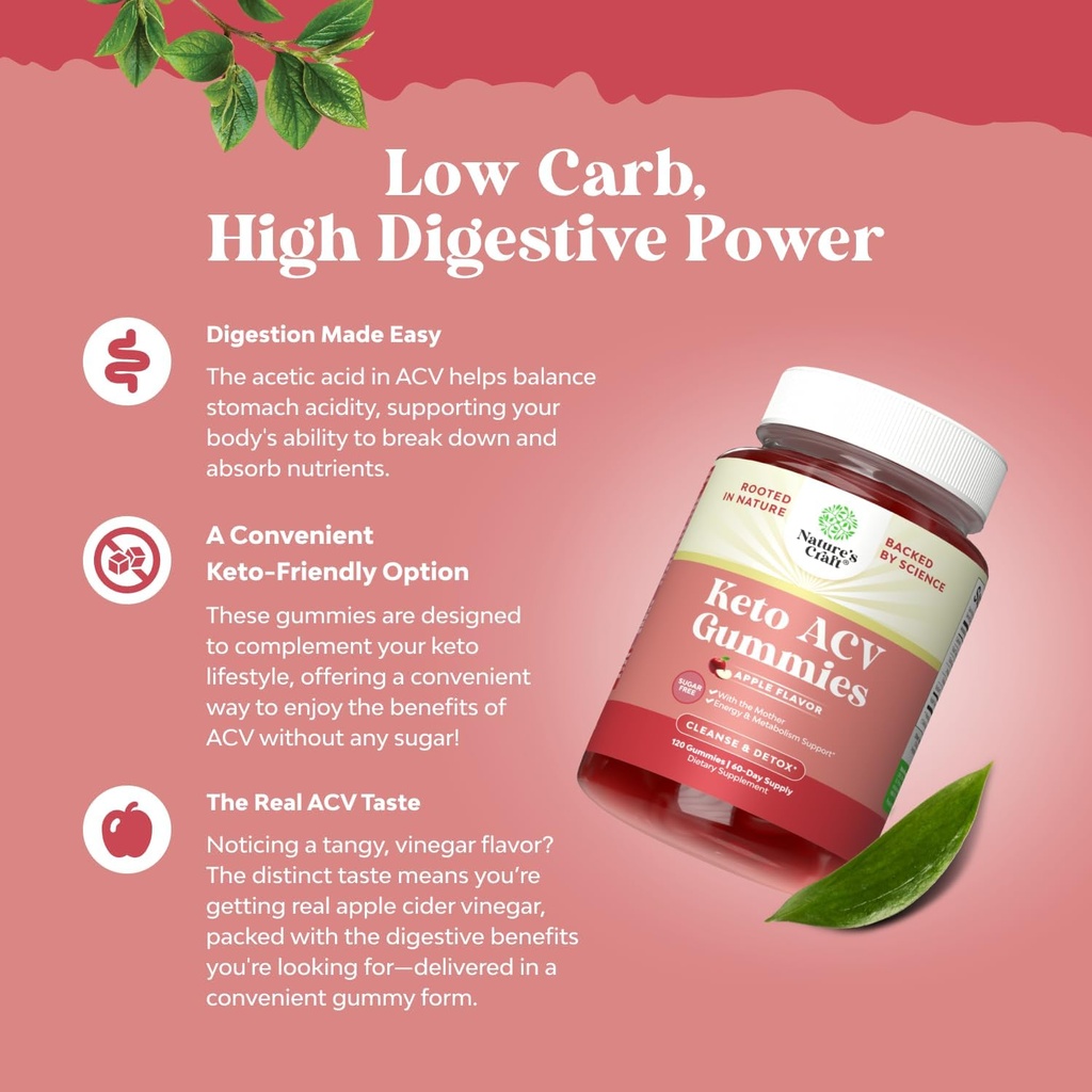 Extra Strength Keto ACV Gummies - Vegan Keto Apple Cider Vinegar Gummies Sugar Free and Delicious for Slimming Cleanse and Detox Goals - Non GMO Apple Cider Vinegar with The Mother (2 Months) 5