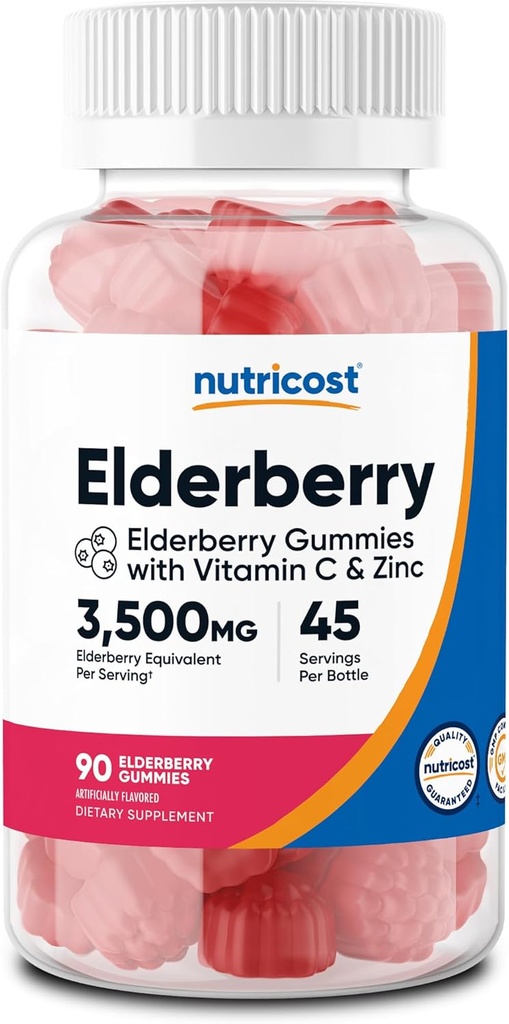 Nutricost Elderberry Gummies with Vitamin C & Zinc 90 Gummies - Gluten Free, Vegetarian 2