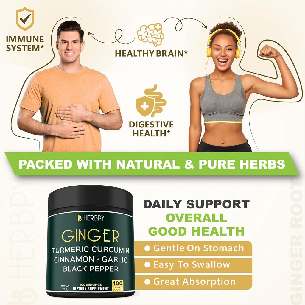 Bundle 5in1 Ginger Supplement & 6in1 Beet Root Capsules - Supports Heart Health, Immune and Digestive 5