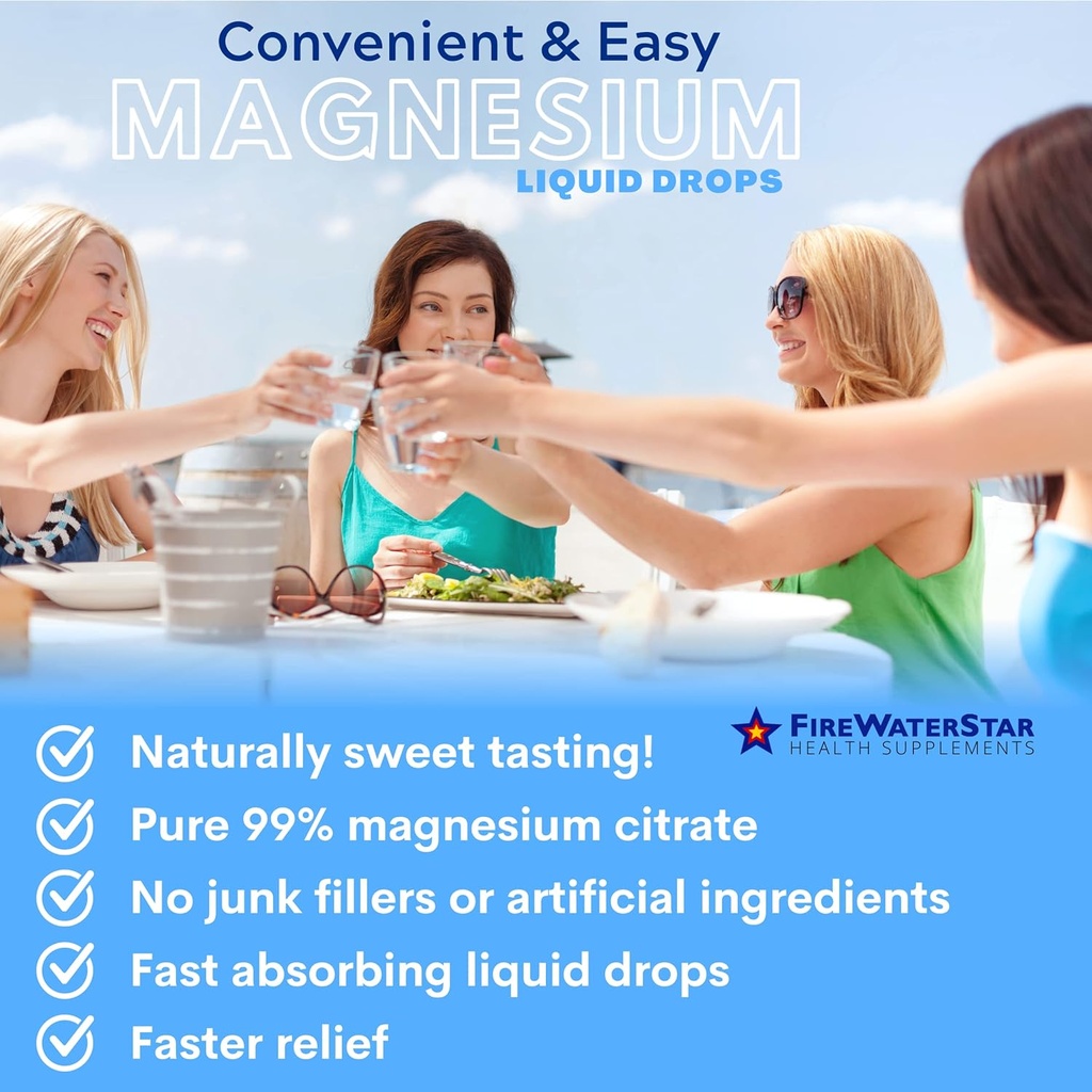 FWS Magnesium Citrate Liquid Drops for Adults and Kids, Pure Magnesium Citrate, Organic, Non-GMO, Vegan, Supports Sleep Calm Energy Muscles Nerves, Easy Adjustable Dosing, 4 Month Supply, 4 oz 6