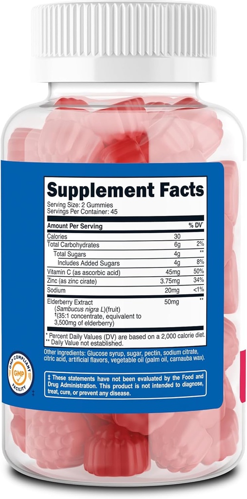 Nutricost Elderberry Gummies with Vitamin C & Zinc 90 Gummies - Gluten Free, Vegetarian 6