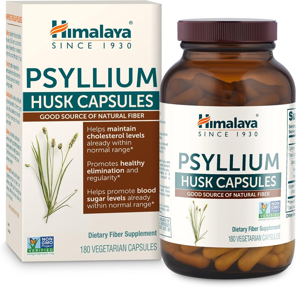 Himalaya Psyllium Husk Capsules - Daily Fiber Supplement for Supporting Digestive Health and Regularity - Vegan, Non-GMO, Sugar Free, Gluten Free, 180 Capsules 2