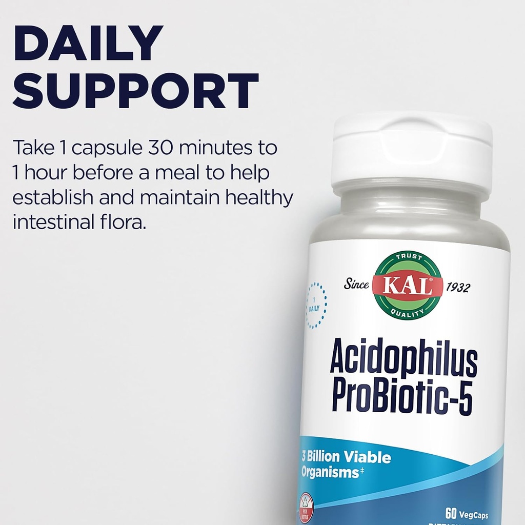 KAL Acidophilus Tablets, Probiotic-5 Capsules, 3 Bil, 60 Count 5