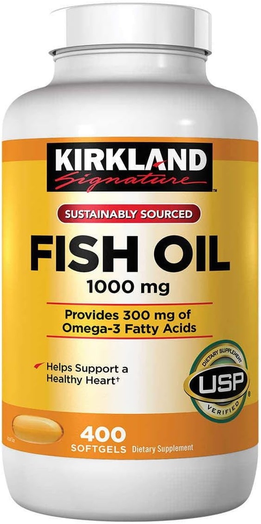 Kirkland Signature Natural Fish Oil 1000 mg with 300 mg Omega-3 - 400 ct (Pack of 2) 2